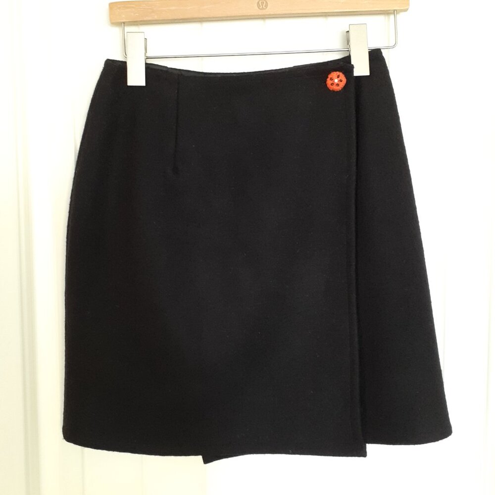 Vintage Passports for Pier 1 Imports Wool-Blend Wrap Mini Skirt Black Size S